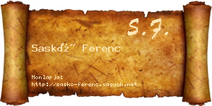 Saskó Ferenc névjegykártya